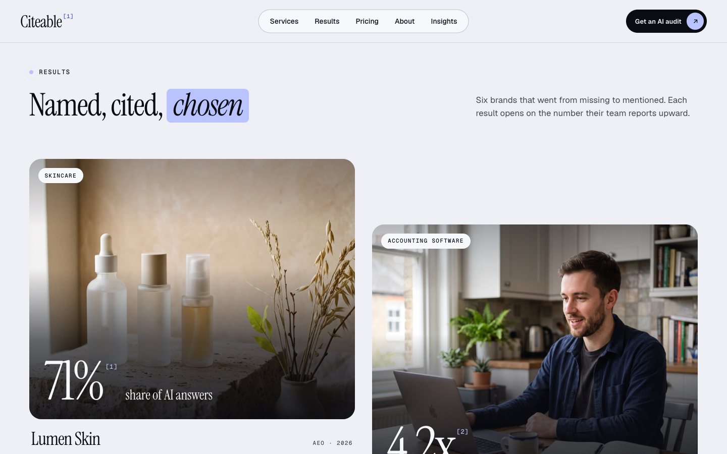 Citeable Framer template — screens 2 of 4