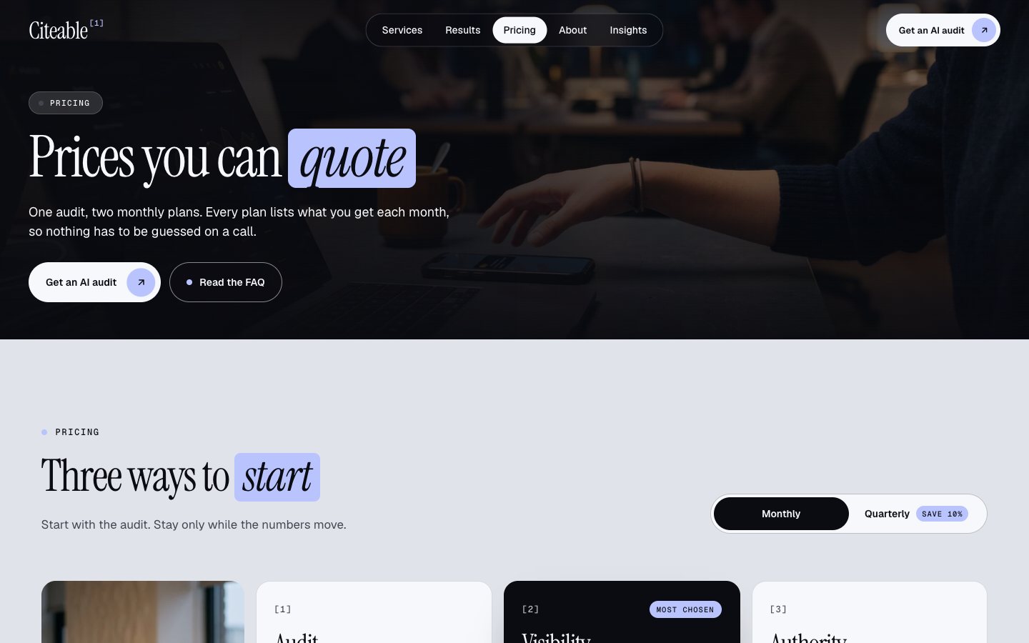 Citeable Framer template — screens 4 of 4