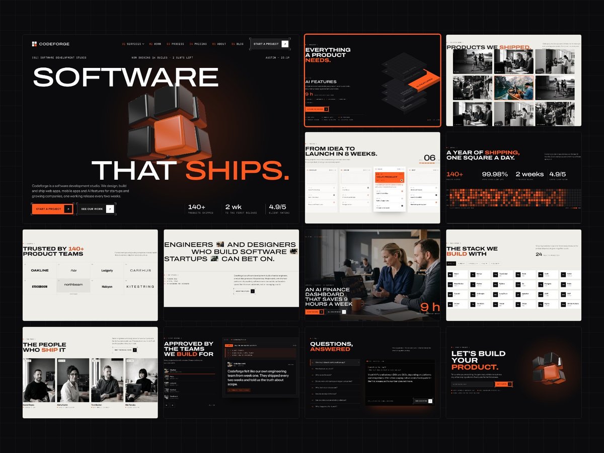 Codeforge Framer template — screens 1 of 3