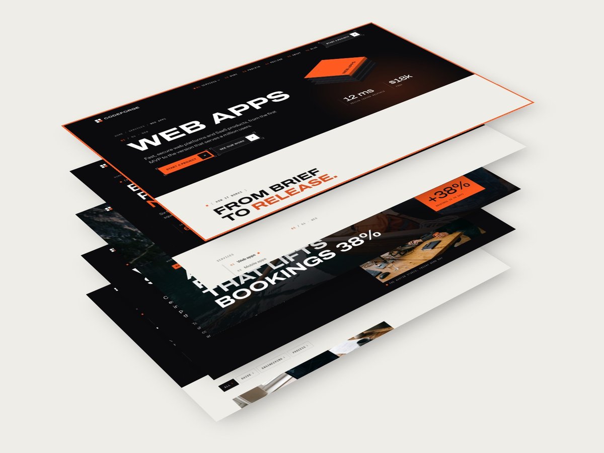 Codeforge Framer template — screens 2 of 3
