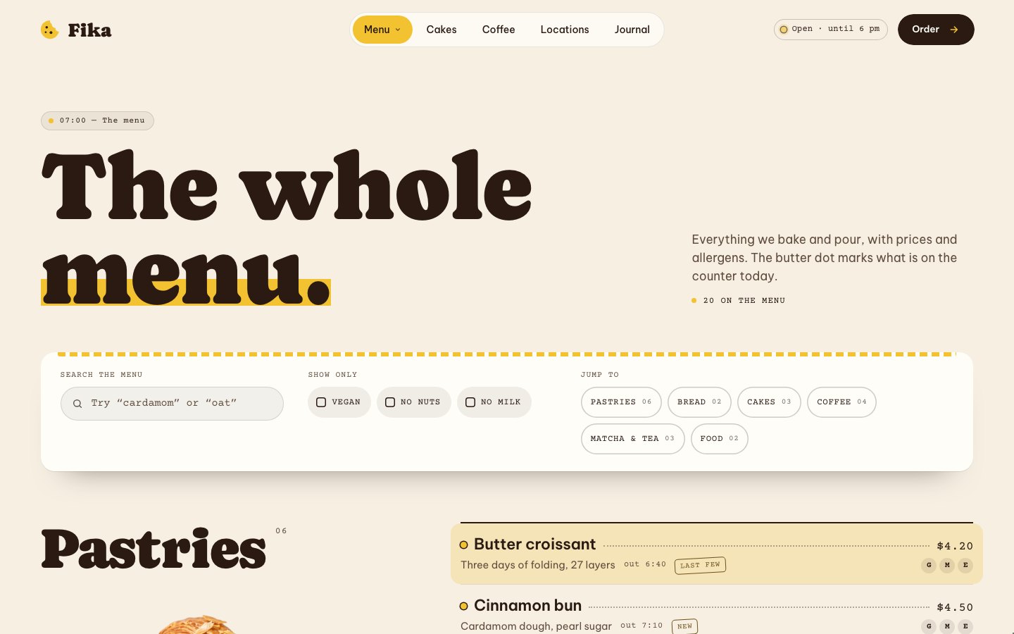Fika Framer template — screens 2 of 3