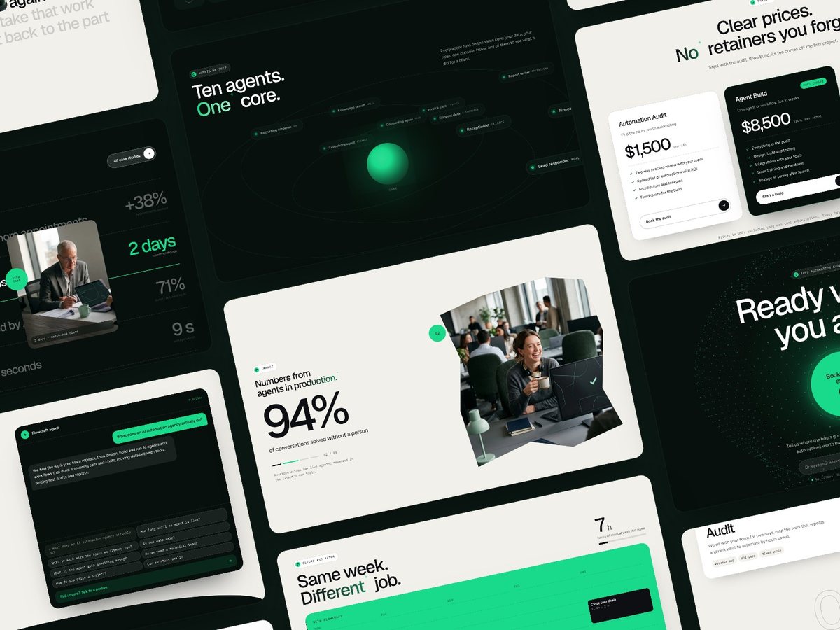 Flowcraft Framer template — screens 1 of 3