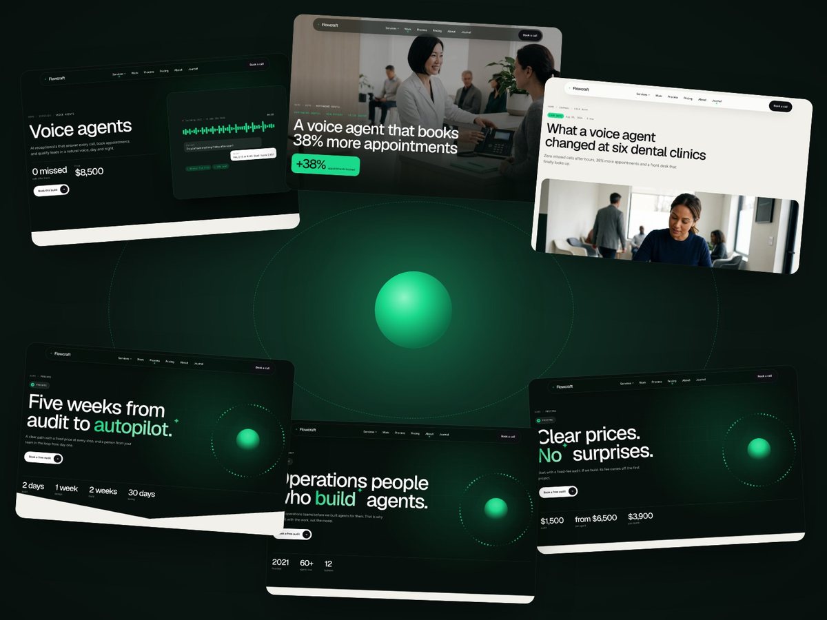 Flowcraft Framer template — screens 2 of 3