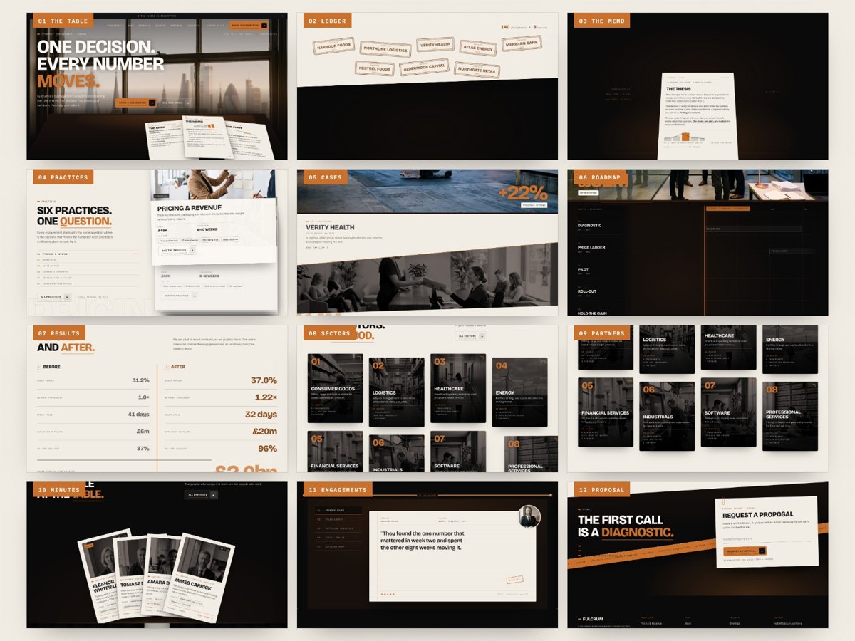 Fulcrum Framer template — screens 1 of 3