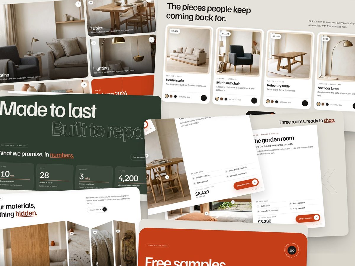 Furnora Framer template — screens 1 of 3