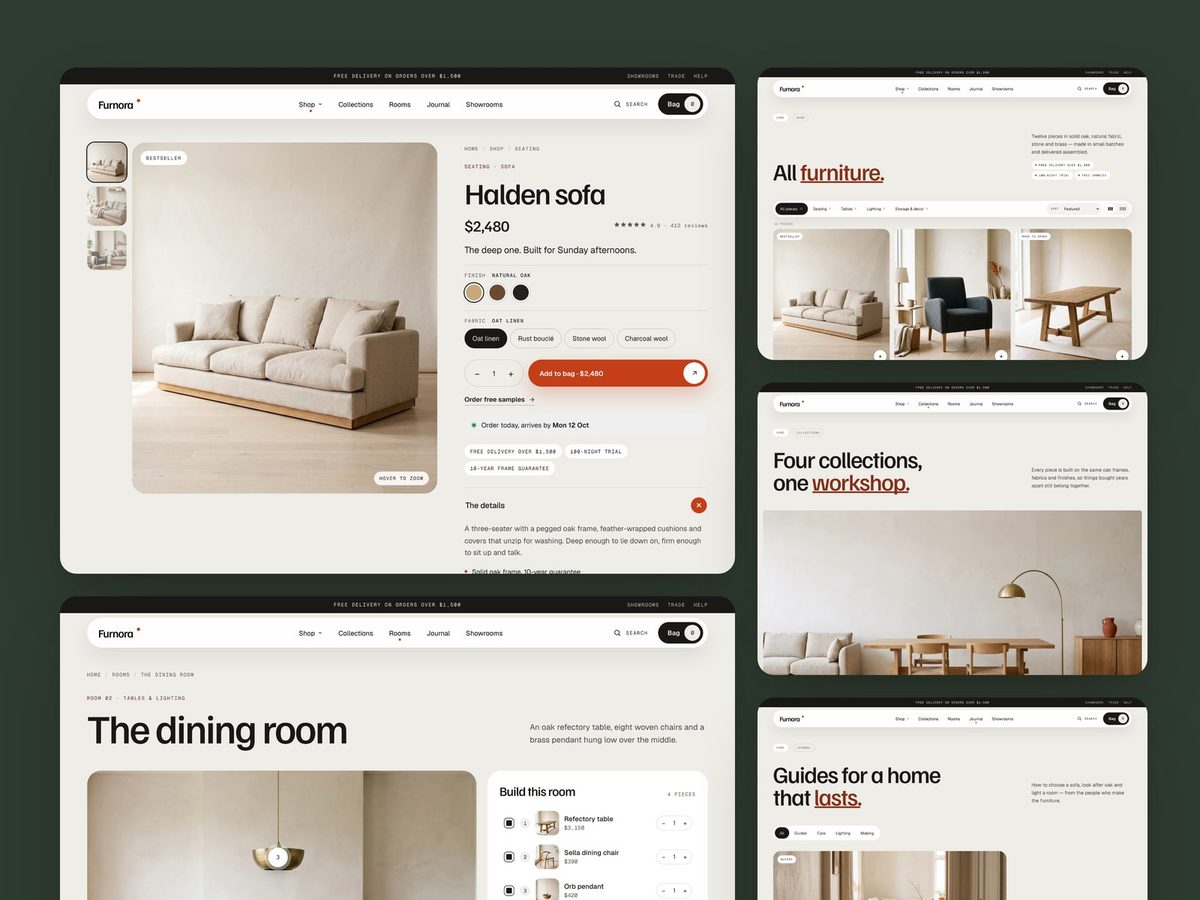 Furnora Framer template — screens 2 of 3