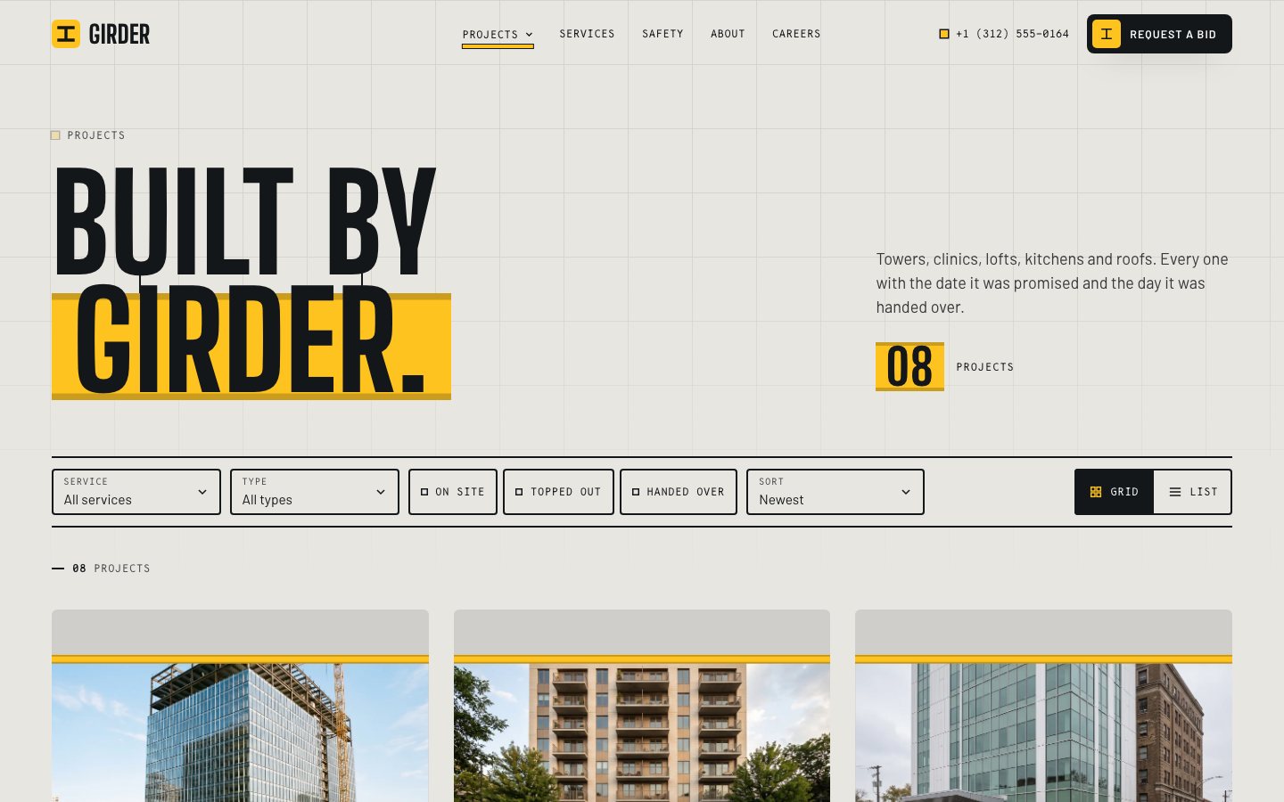 Girder Framer template — screens 1 of 3