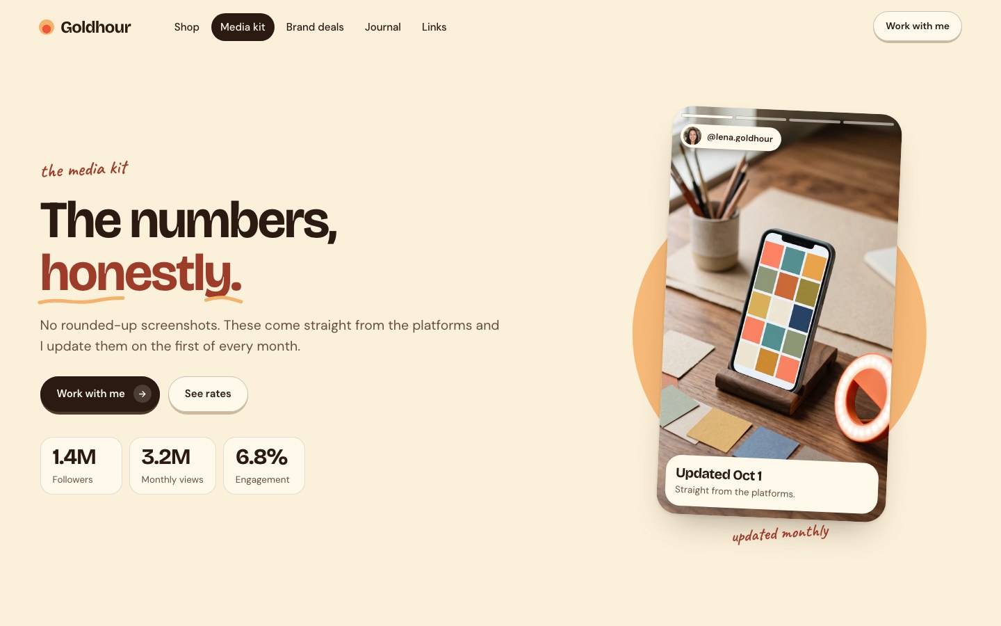 Goldhour Framer template — screens 2 of 3