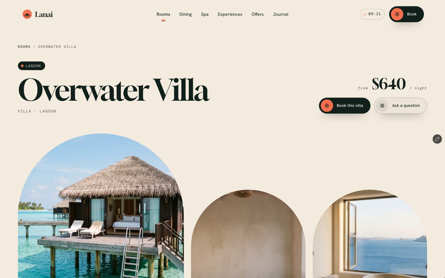 Lanai Framer template — screens 3 of 3