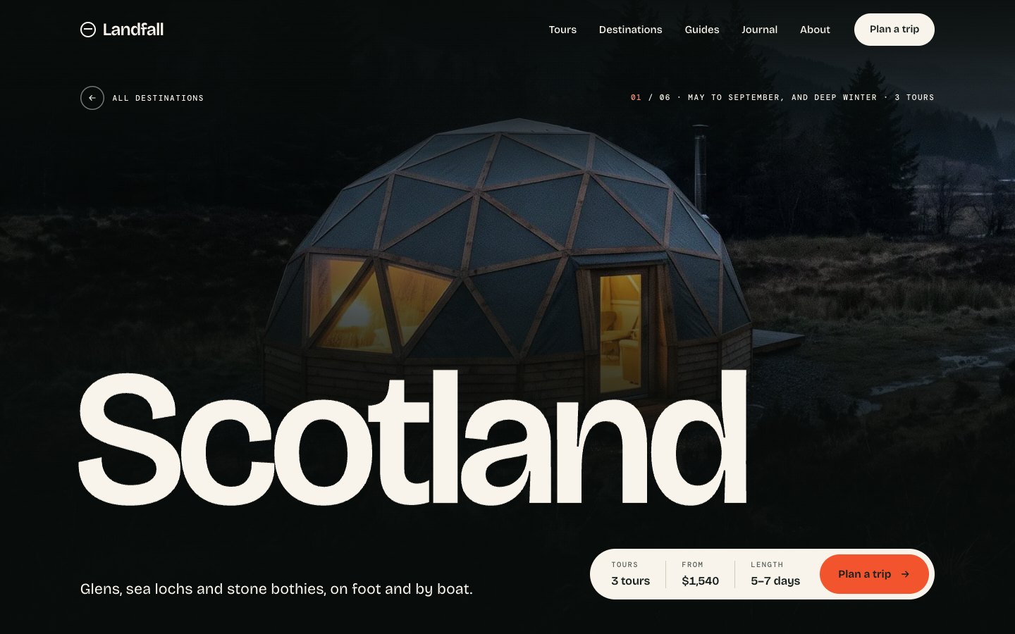 Landfall Framer template — screens 3 of 3