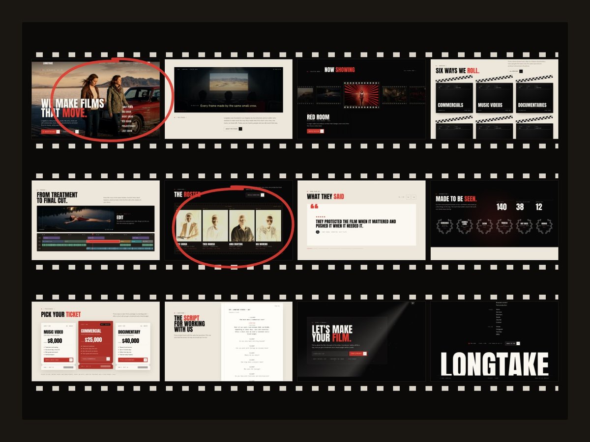 Longtake Framer template — screens 1 of 3
