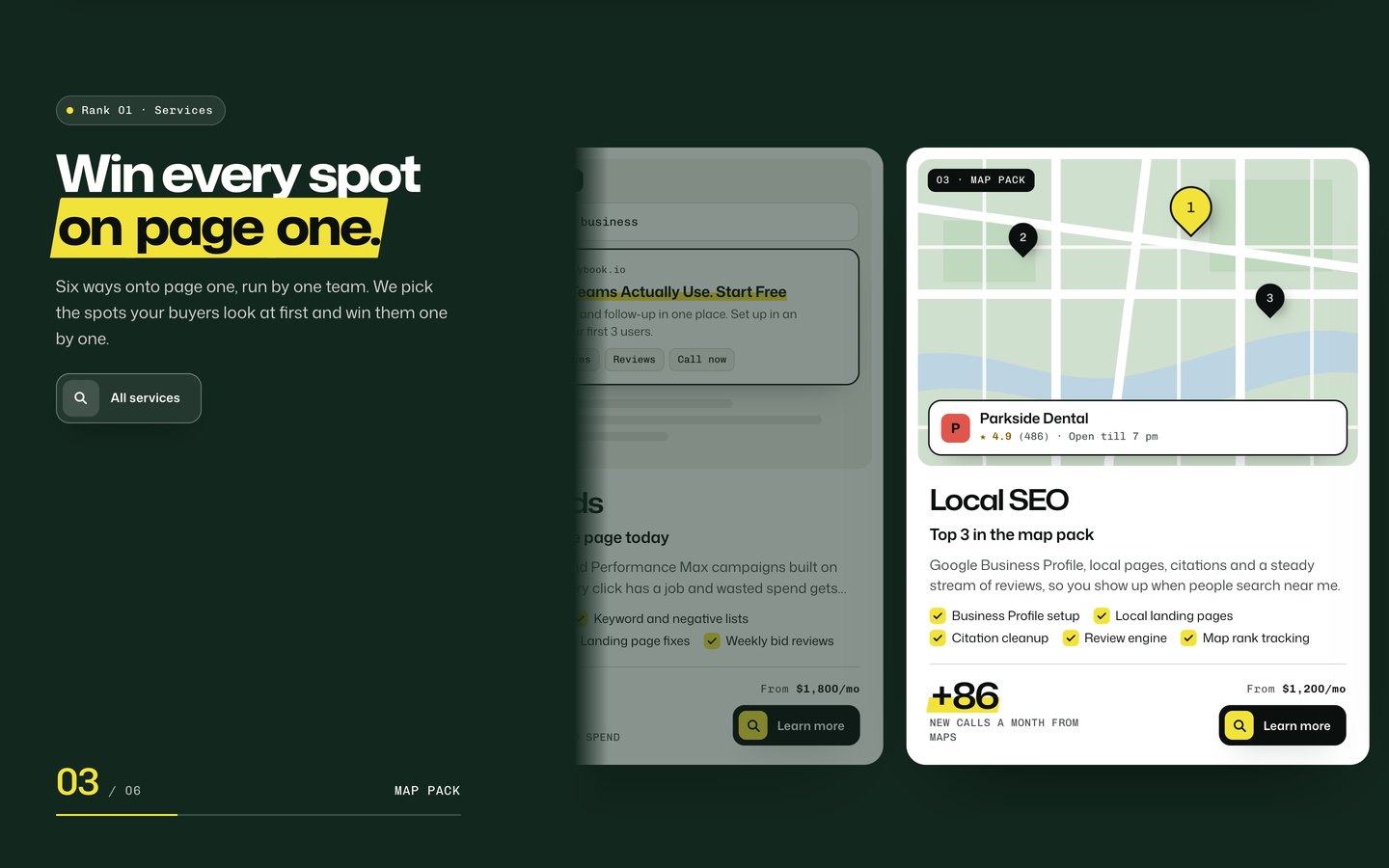 Outrank Framer template — screens 1 of 3