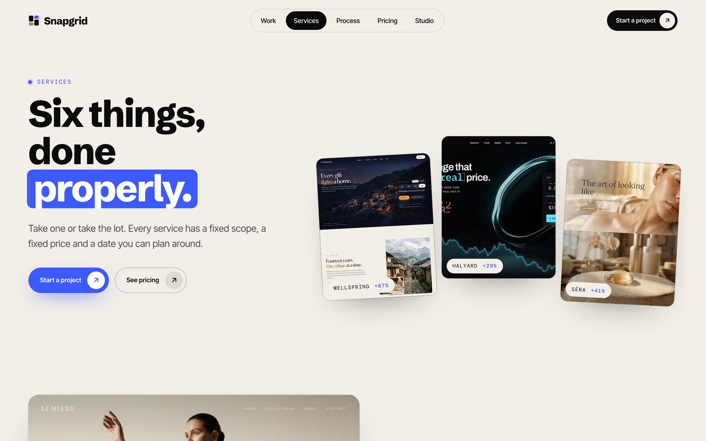 Snapgrid Framer template — screens 3 of 3