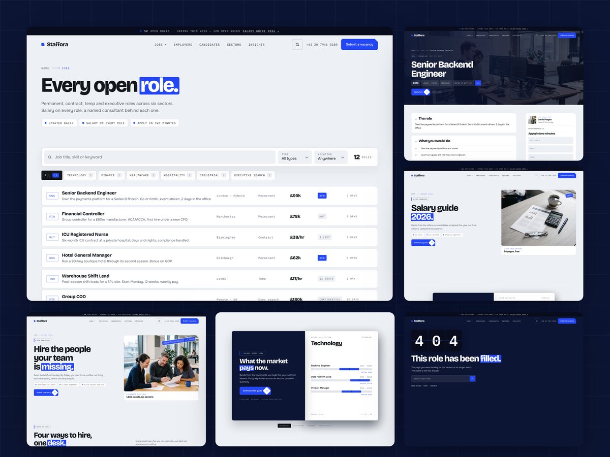Staffora Framer template — screens 2 of 3