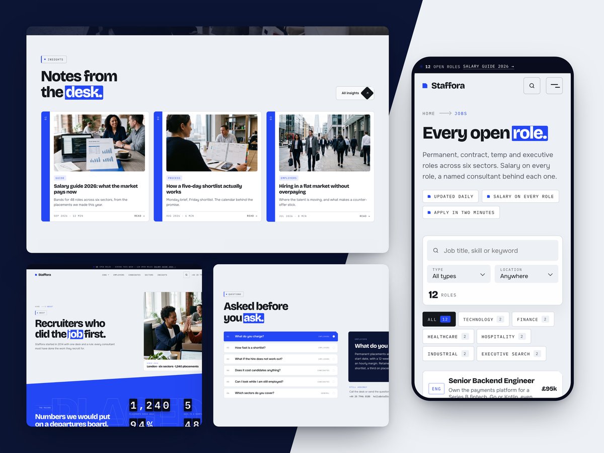 Staffora Framer template — screens 3 of 3