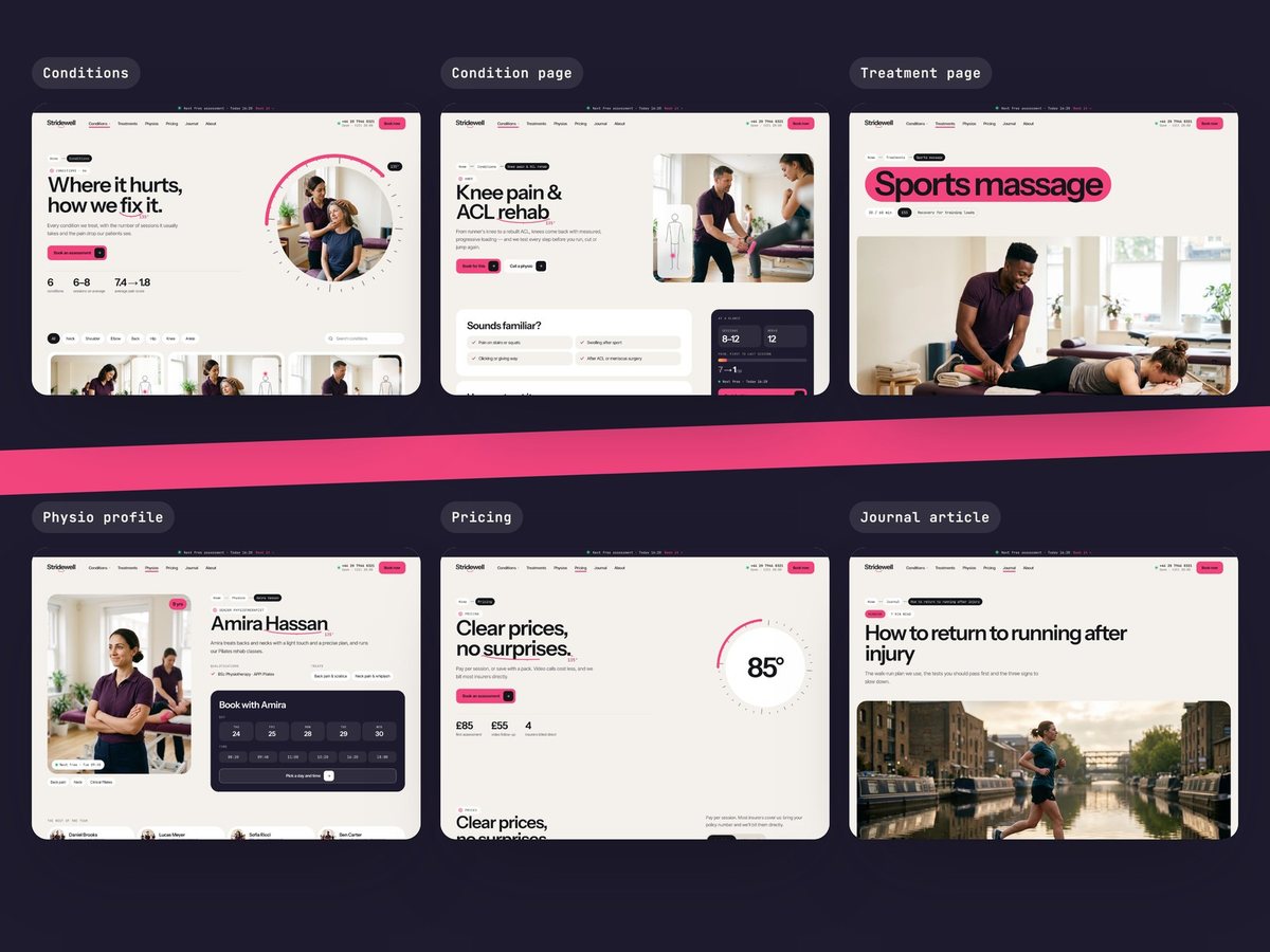 Stridewell Framer template — screens 2 of 3
