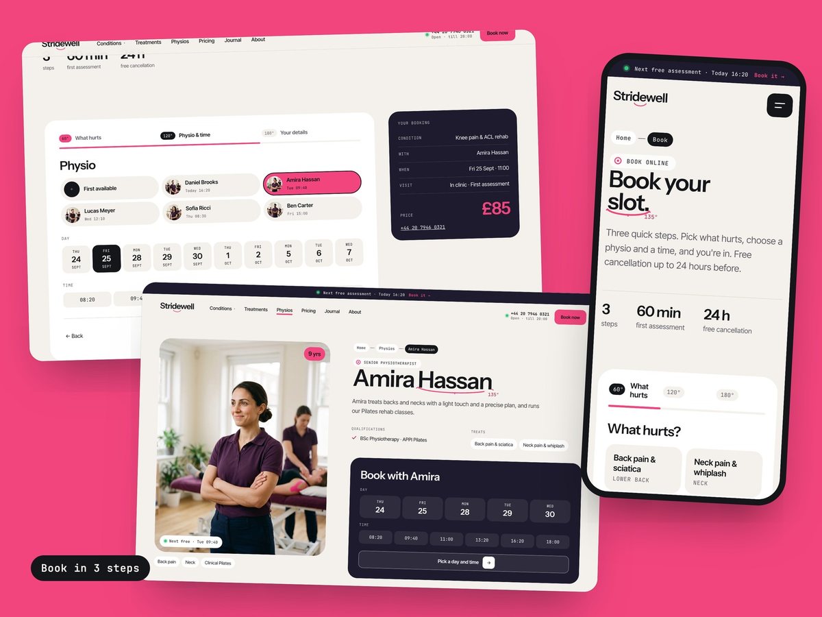 Stridewell Framer template — screens 3 of 3