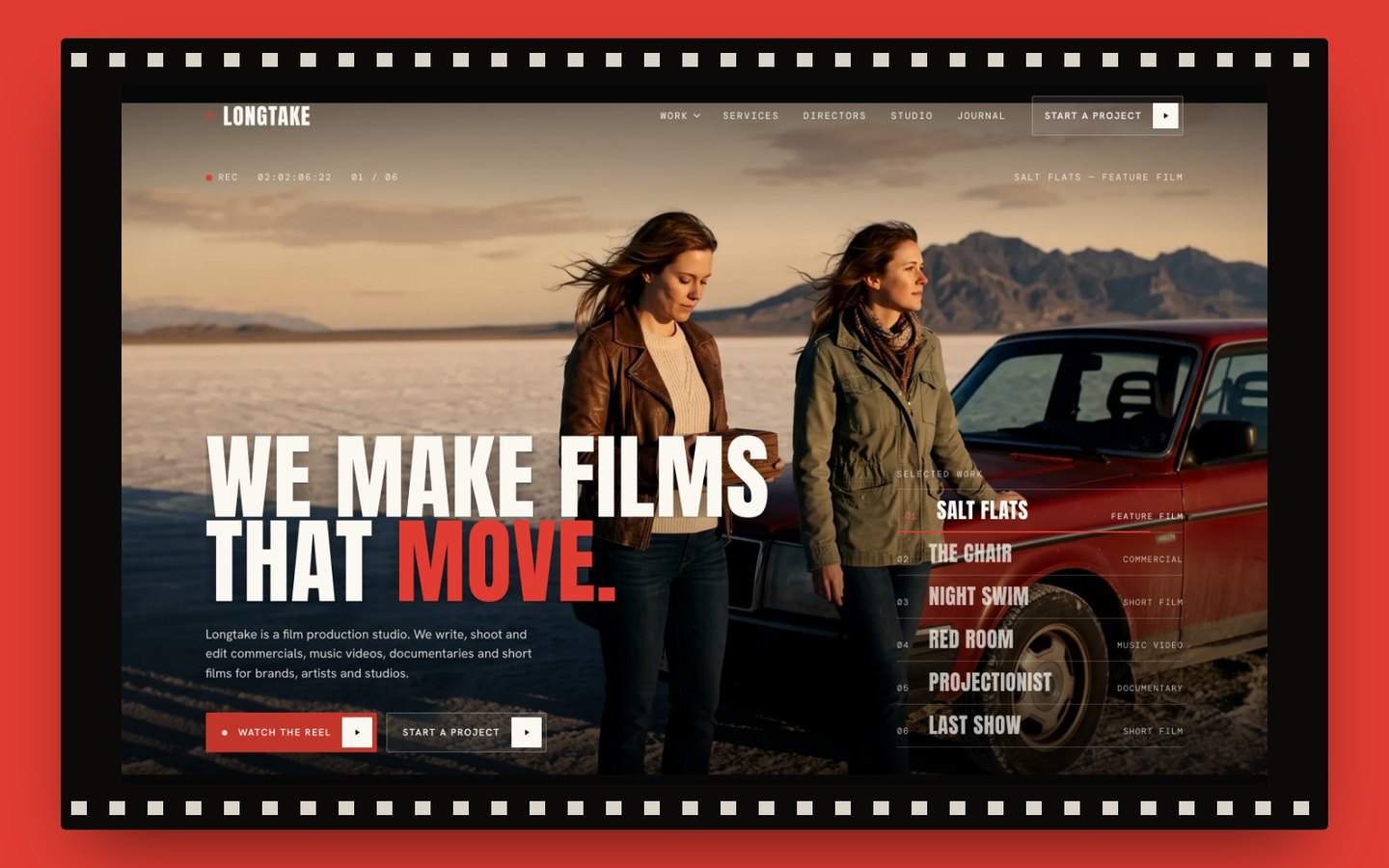 Longtake — Filmmaker Studio Framer template