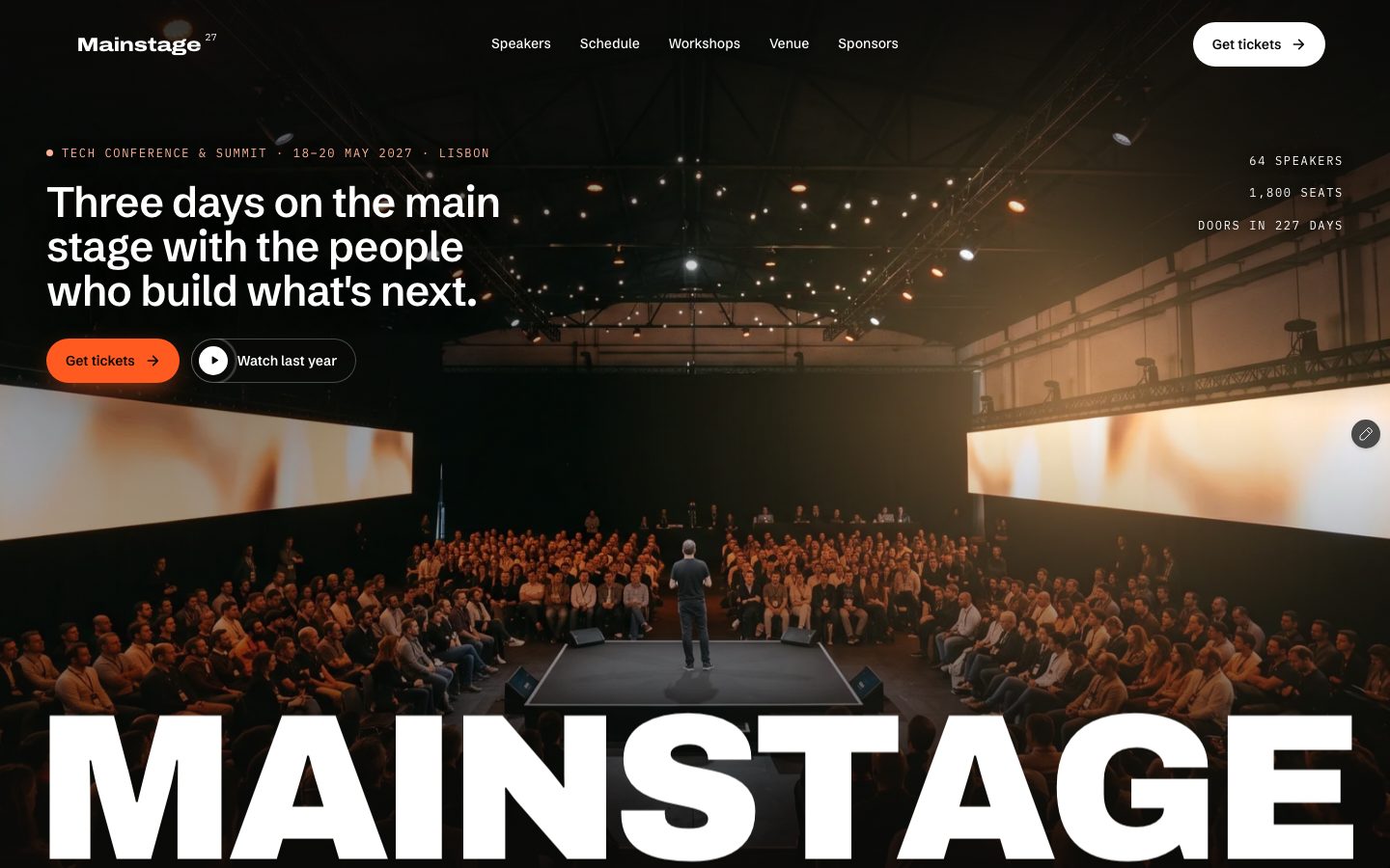Mainstage — Event Summit Website Framer template