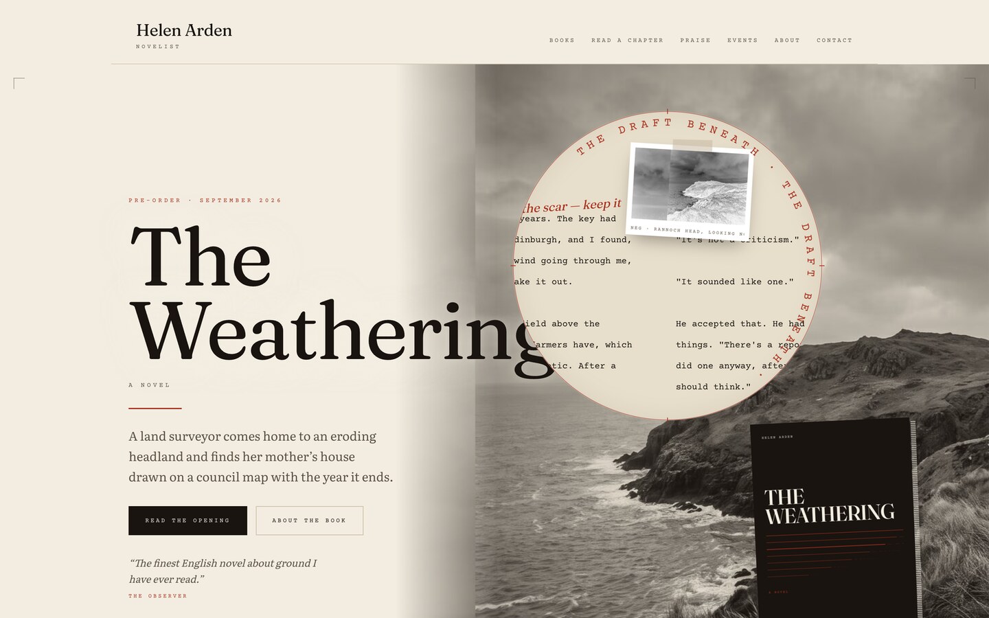 QUARTO — Author & book launch Framer template, home page on desktop