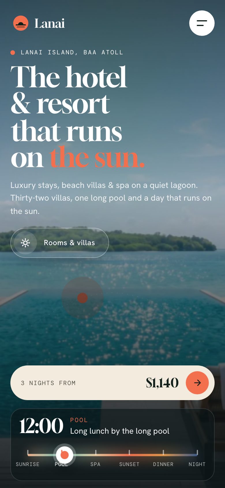 Lanai on a phone — the same Framer template at 390 px