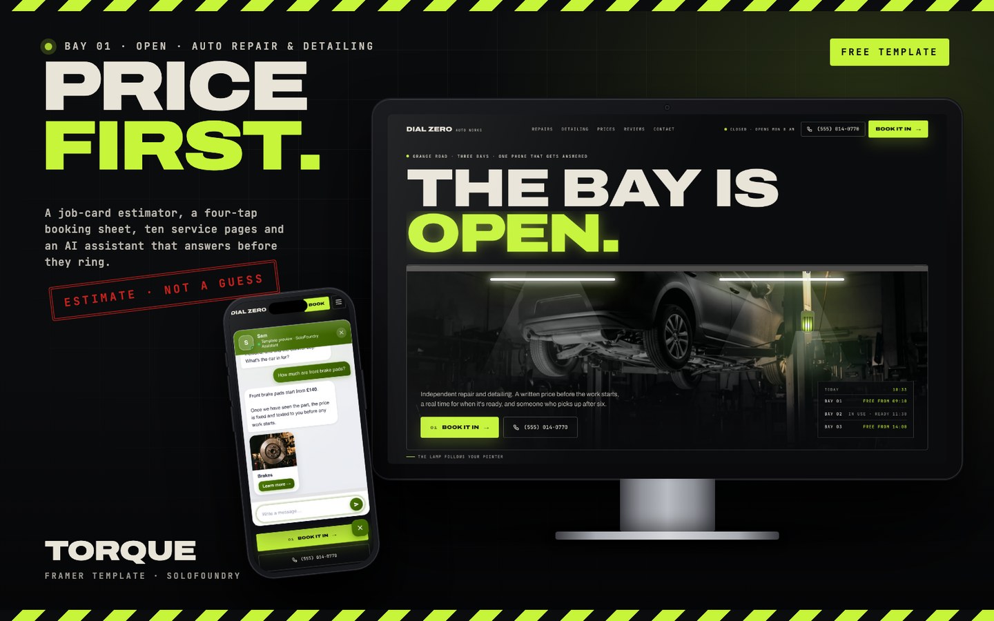 TORQUE — Auto Repair / Detailing Framer template
