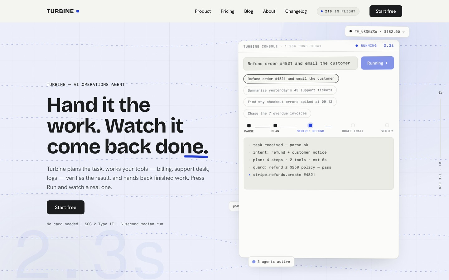 TURBINE — AI SaaS & startups Framer template, home page on desktop