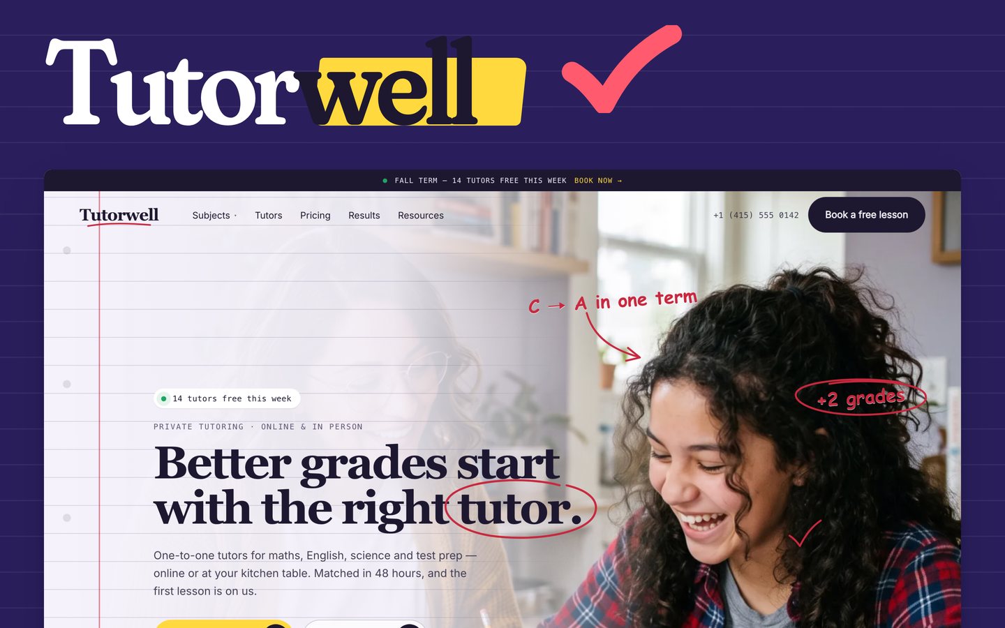 Tutorwell — Tutoring Center Framer template