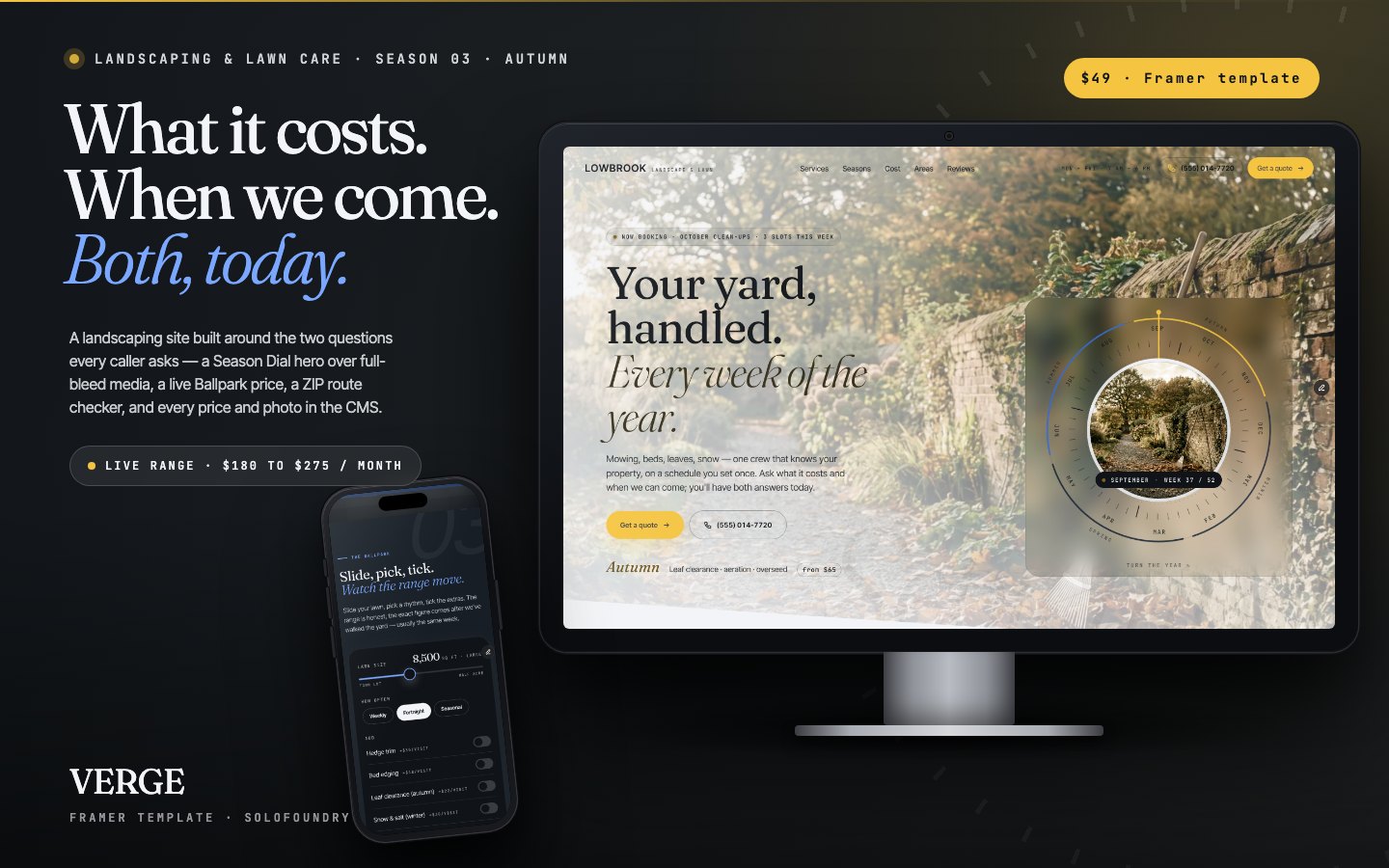 VERGE — Landscaping / Lawn Care Framer template